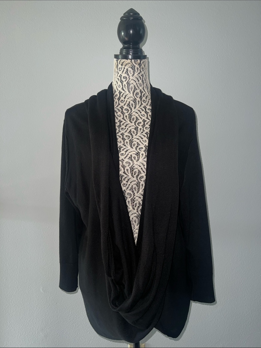 Black Draped Open Cardigan